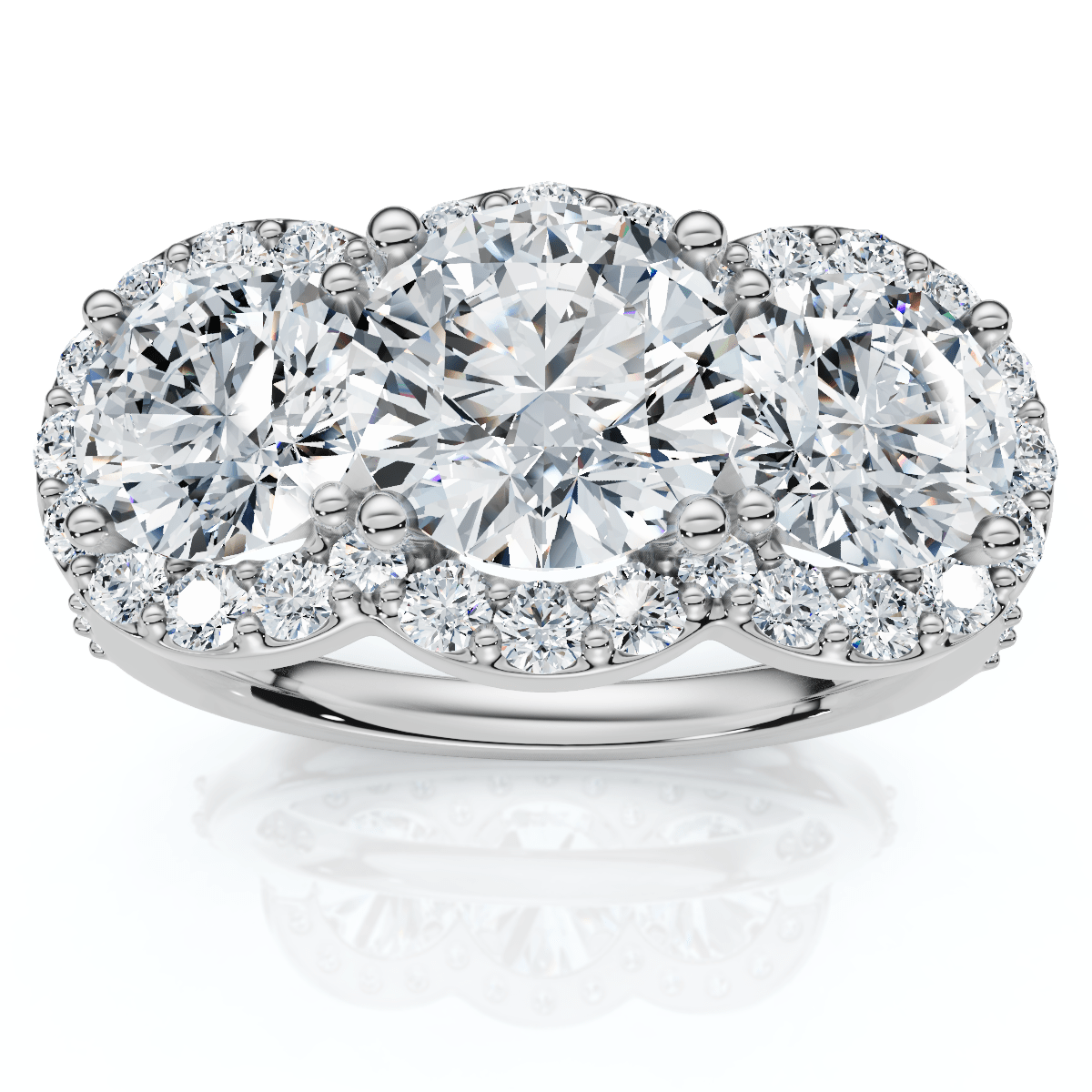 Certified 3 3/4Ct Three Stone Diamond Engagement Ring 14k Gold Lab Grown