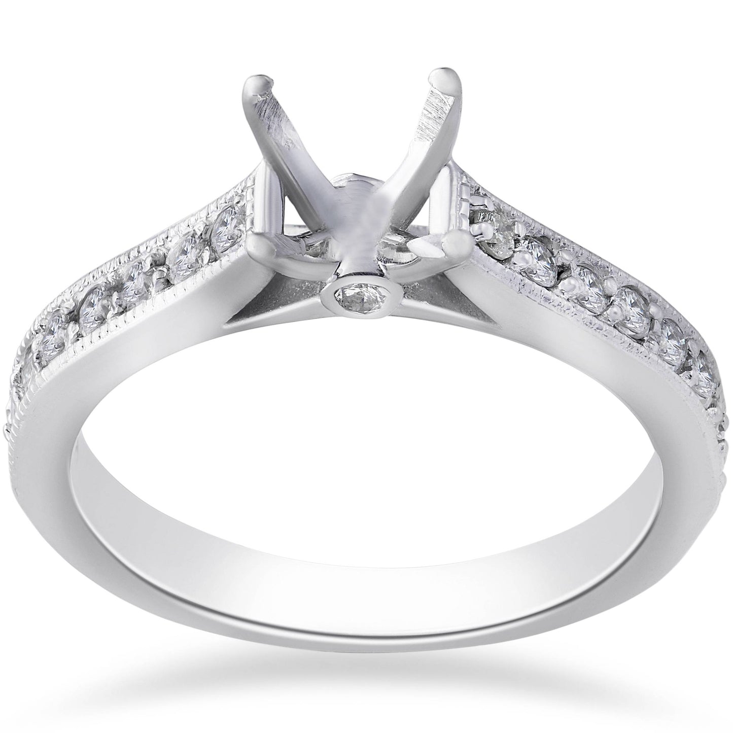 1/3ct Diamond Engagement Semi Mount Ring 14K White Gold Size Selectable