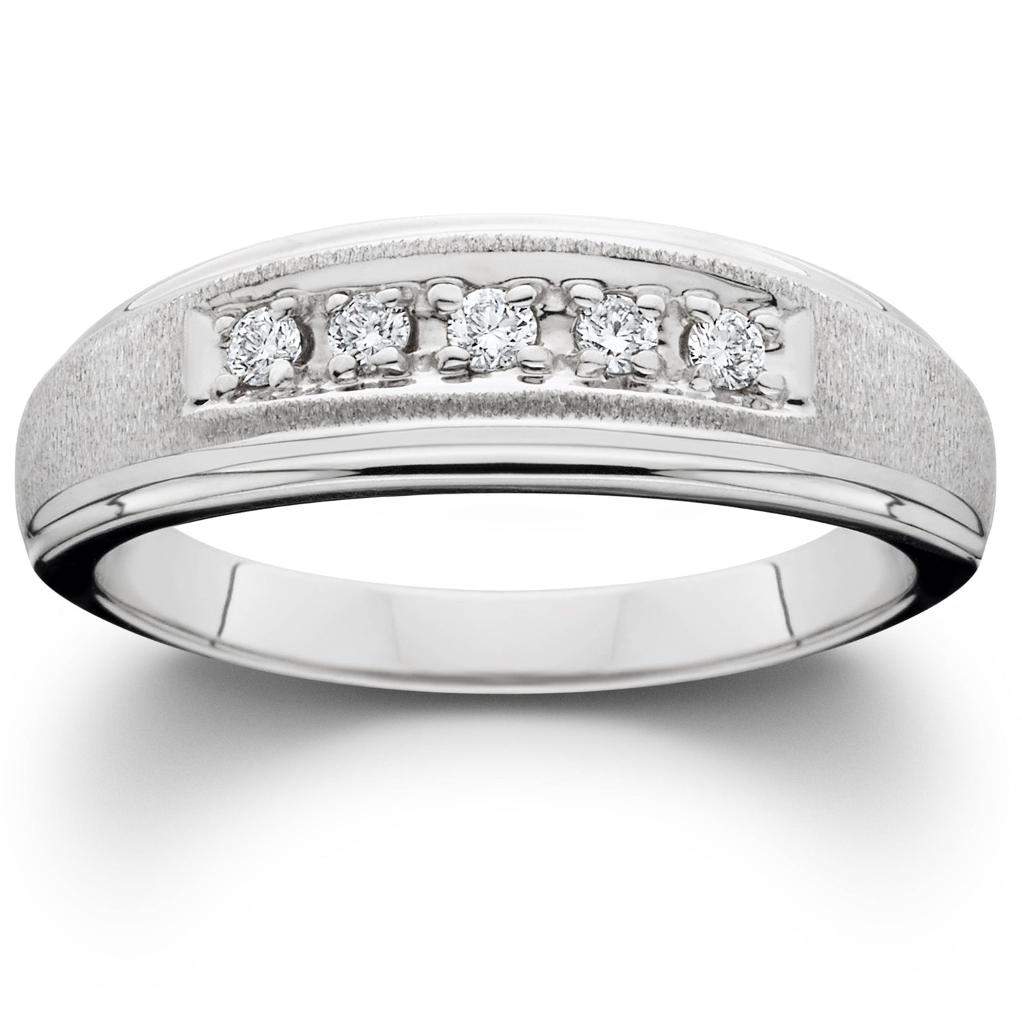 Mens Diamond Wedding Brushed Ring 10K White Gold Size Selectable