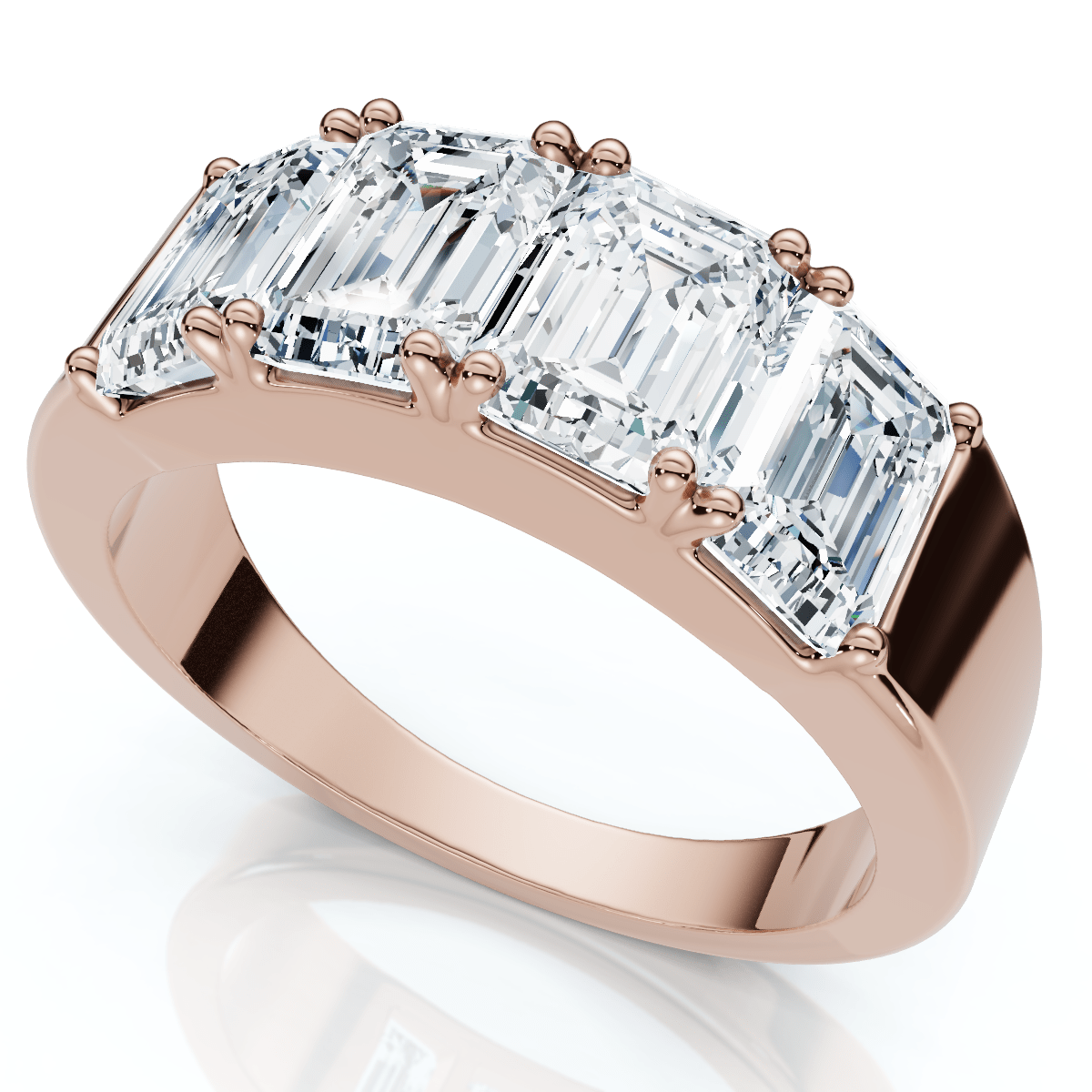 2 1/4Ct Tetrad Diamond Ring Emerald Cut Anniversary Band 14k Gold/Pt Lab Grown