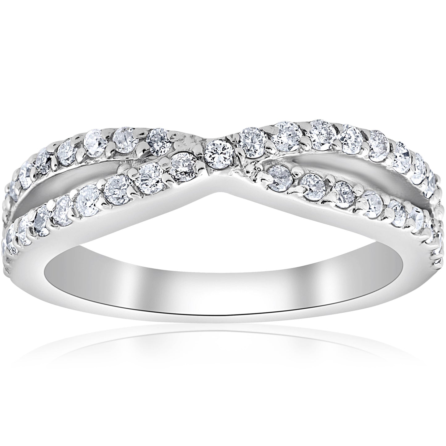 3/8Ct Diamond Crossover Infinity Stackable Wedding Band Twist Ring White Gold Size Selectable