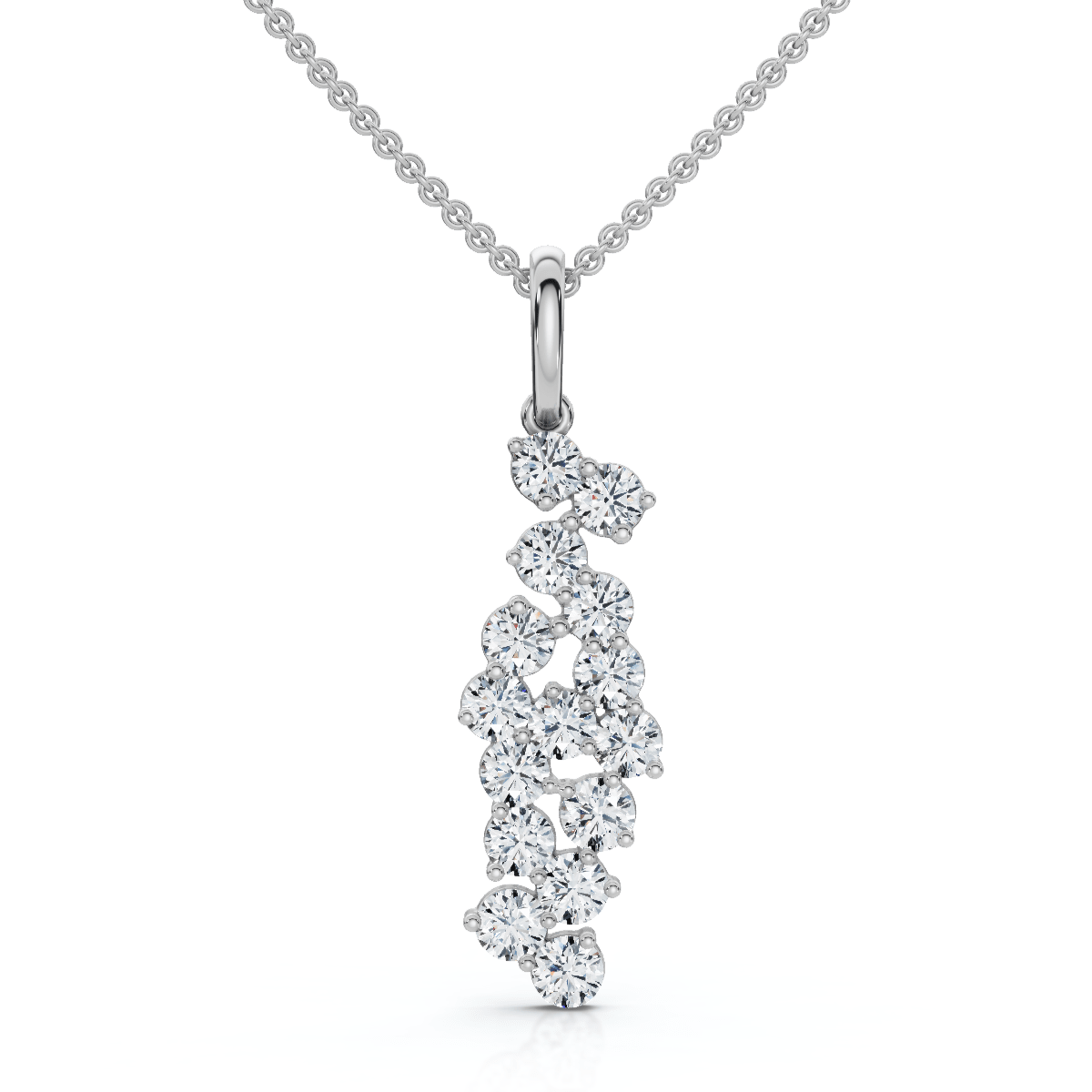 1/3Ct Cascading Diamond Pendant Necklace 14k Gold Lab Grown