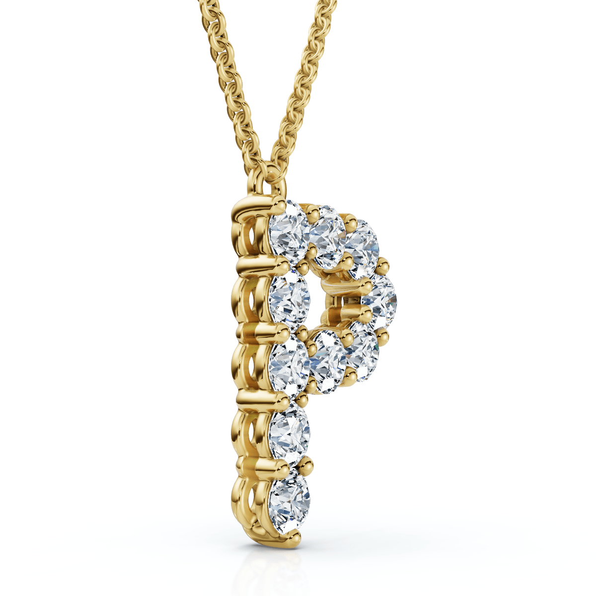 1Ct Diamond Initial "P" Pendant 14k Gold 18" Necklace Lab Grown 5/8" Tall