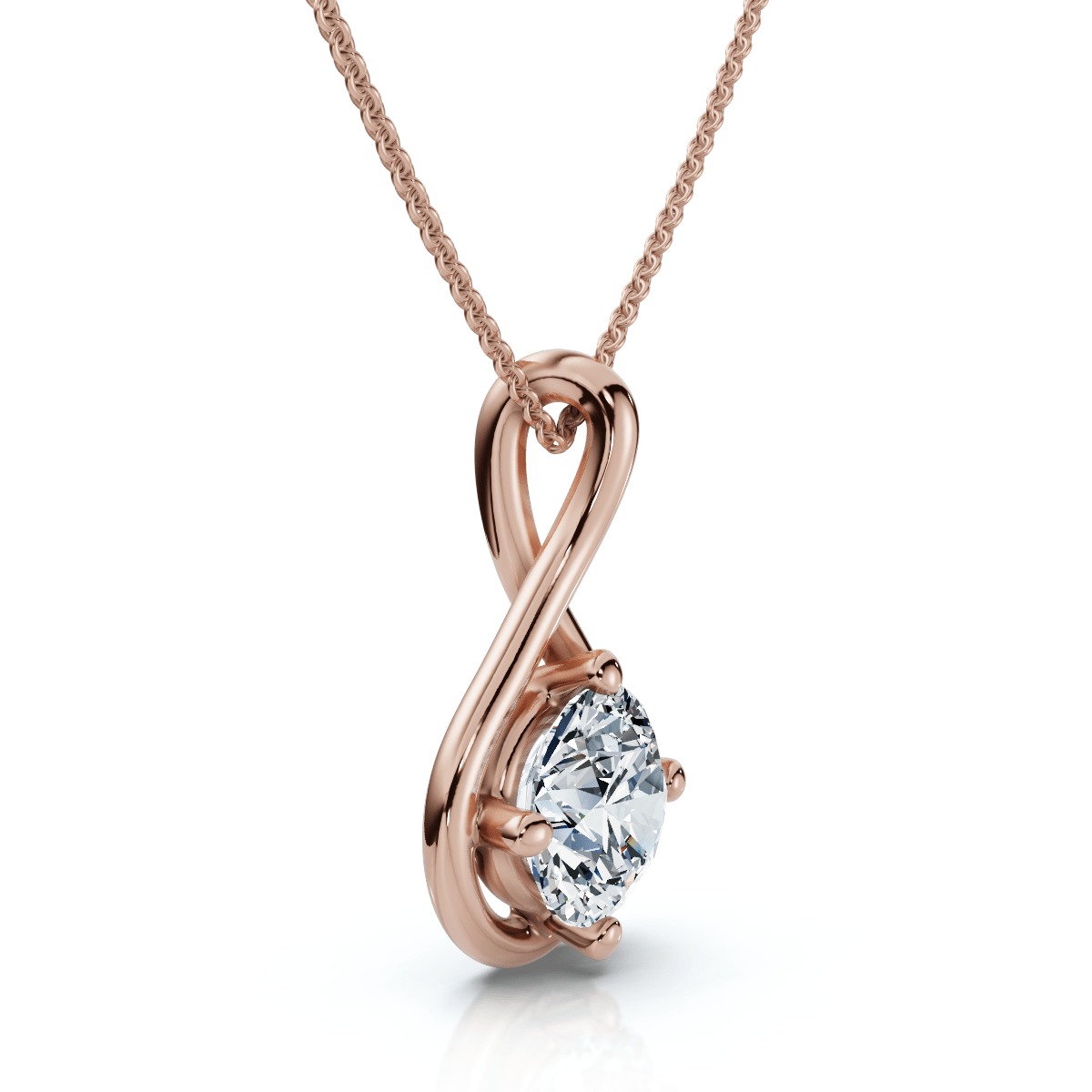 1Ct Diamond Infinity Pendant 14k Gold Necklace 18" Lab Grown EF/VS