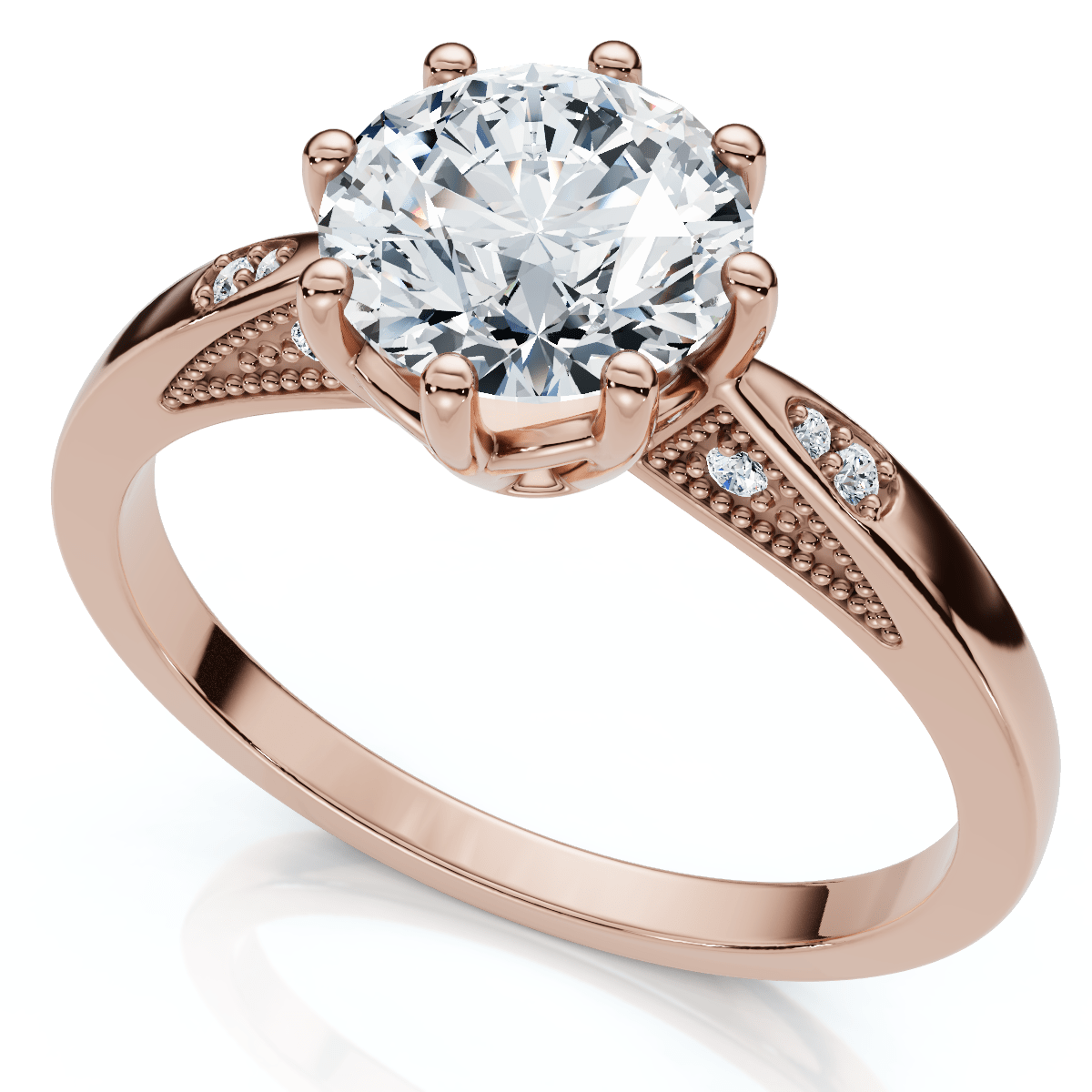 1Ct Crown Setting Diamond Engagement Ring 14k Gold or Platinum Lab Grown