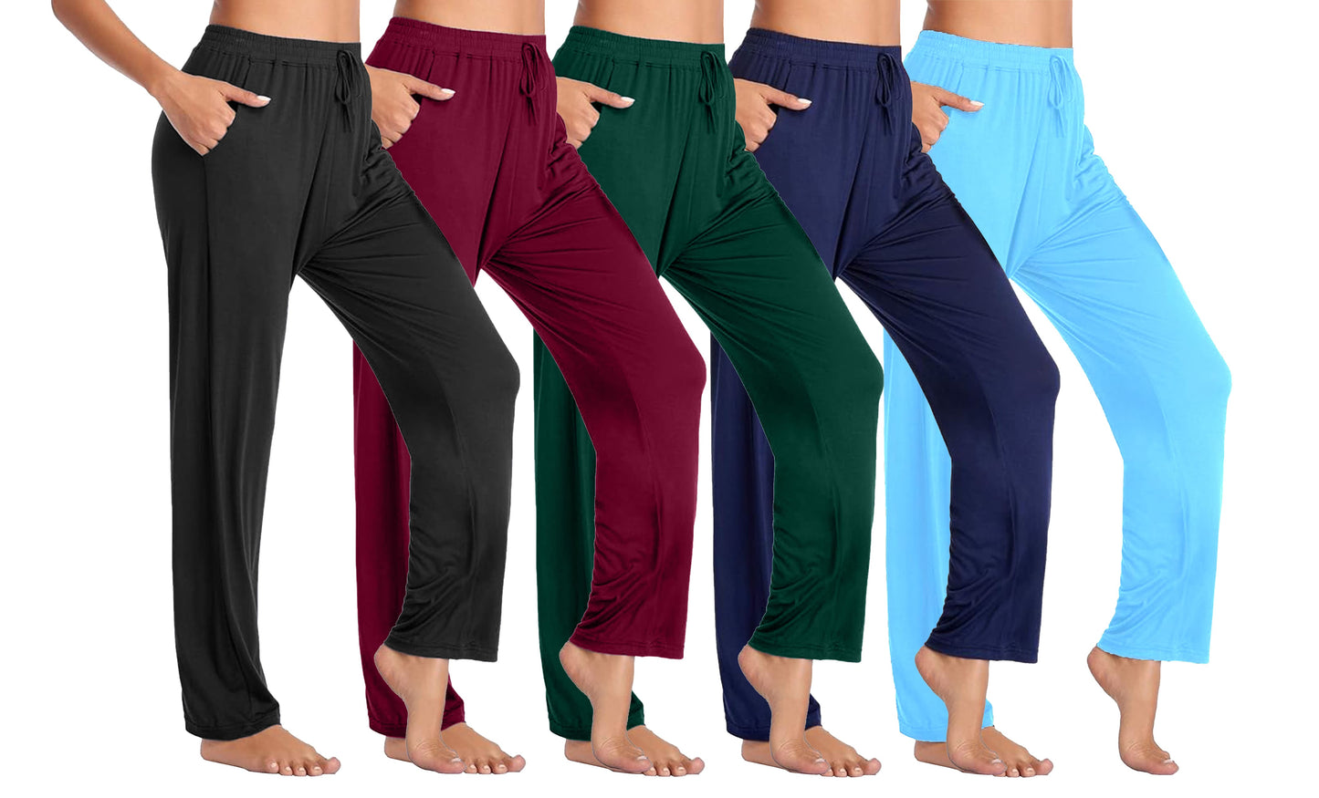 Blue Ice Women's Loose  Fit Classic Lounge Pants-5 Pack