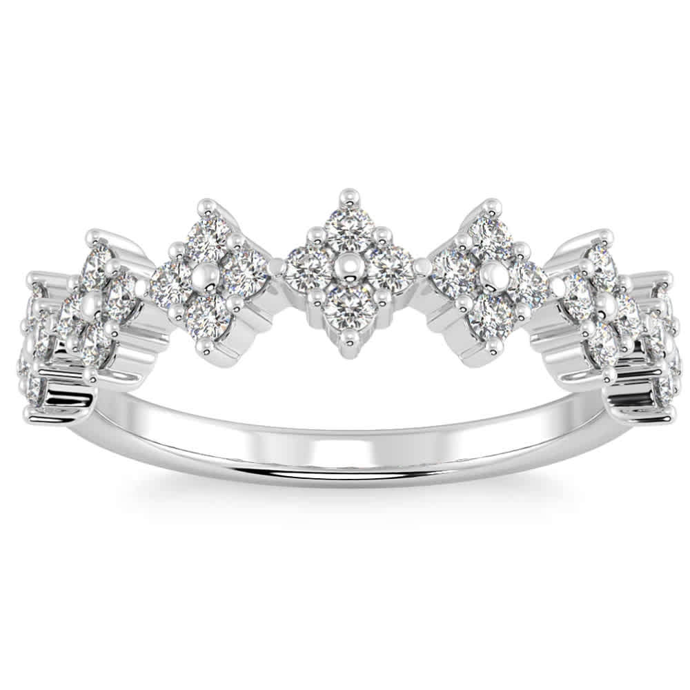 1/2Ct TW Round Cut Diamond Wedding Ring 14k Gold Stackable Band Lab Grown