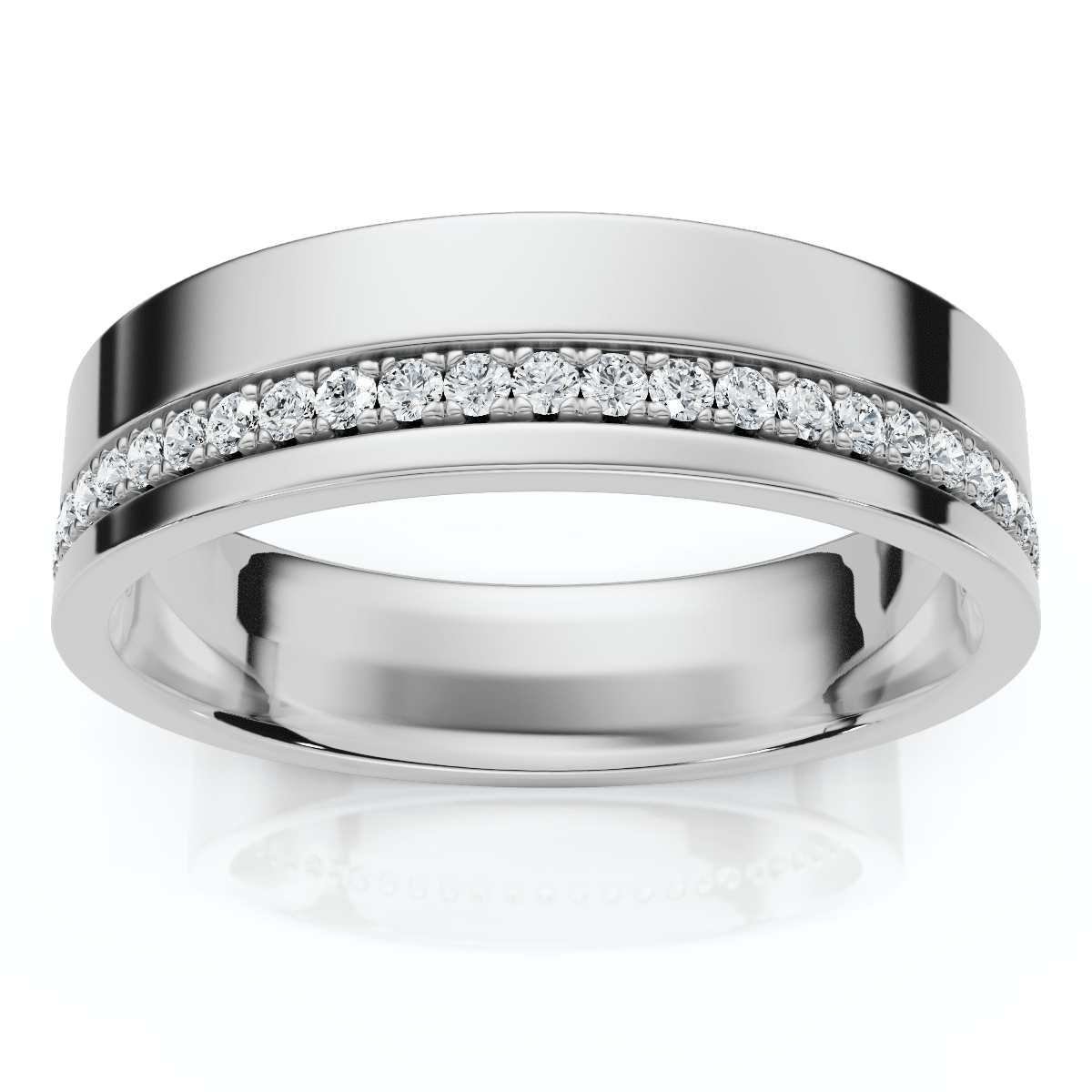 Men's Diamond Wedding Ring High Polished 14k Gold or Platinum Lab Grown