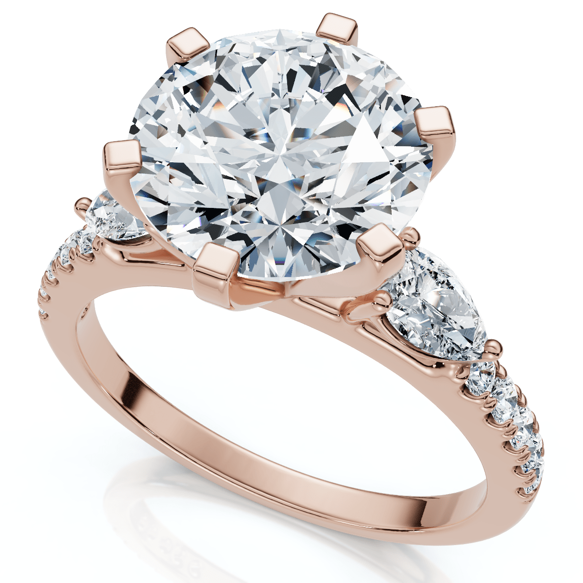 Certified 4 1/2Ct Diamond Engagement Ring Pear Accent 14k Gold or Pt Lab Grown