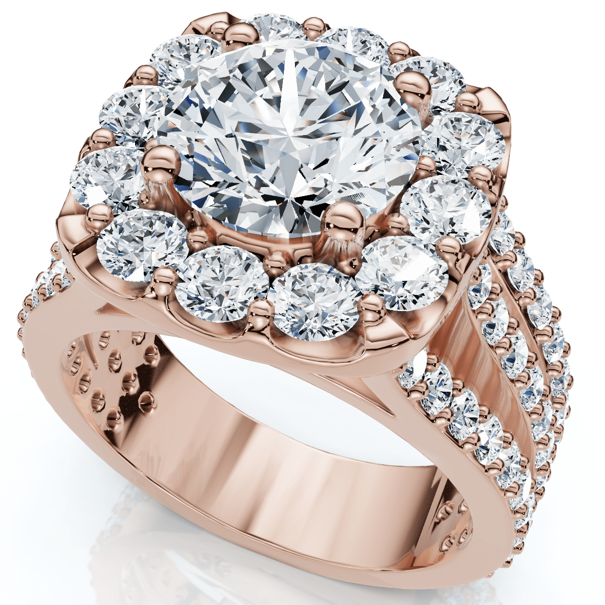 Certified 4Ct Diamond 3-Row Engagement Ring 14k Gold Lab Grown