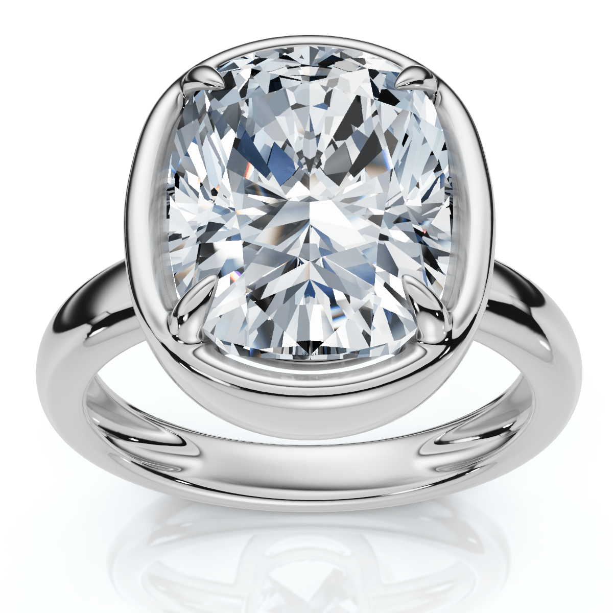 Certified 4Ct Cushion Diamond Bezel Prong Solitaire Engagement Ring Lab Grown