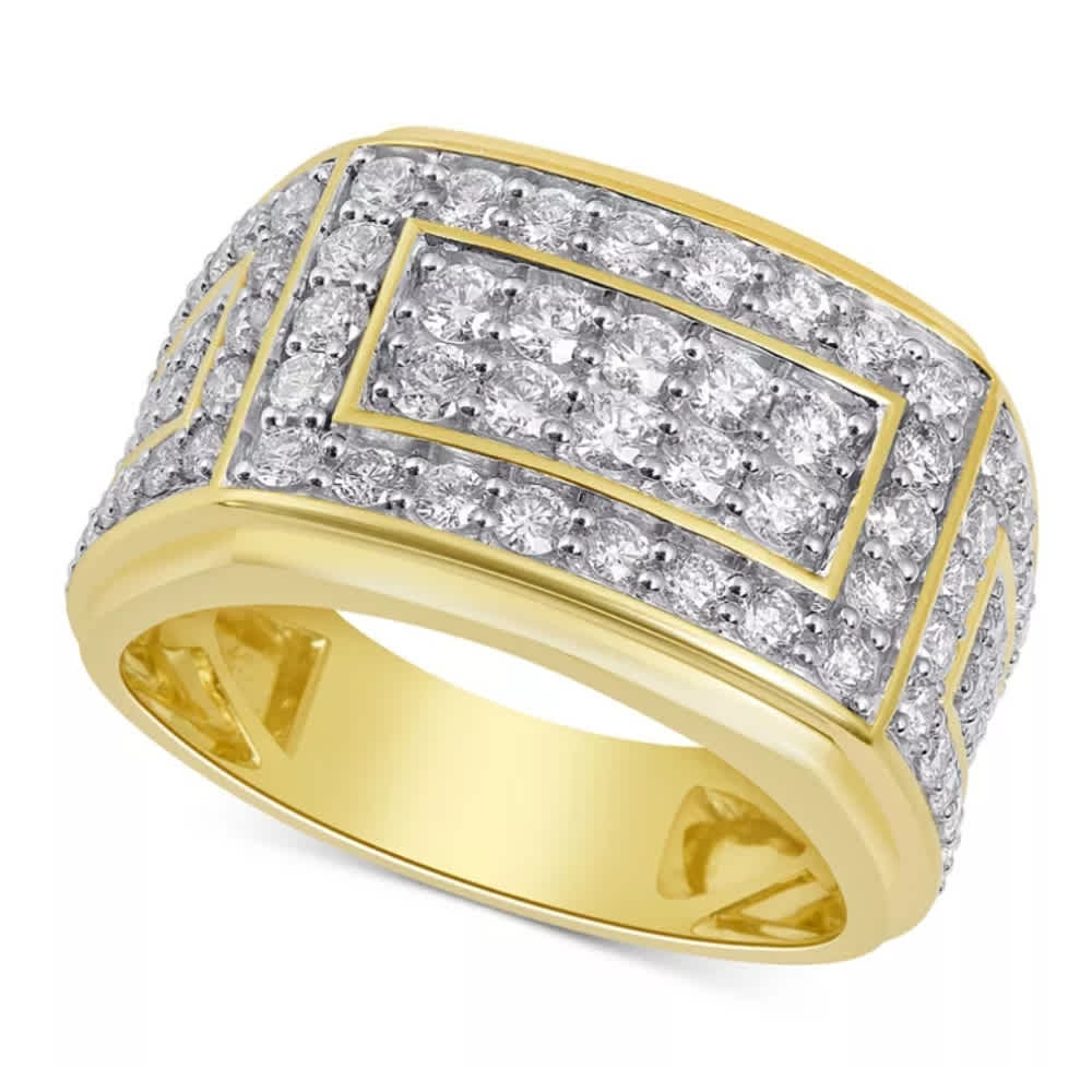 2Ct Men's Diamond Ring in 14k Gold Lab Grown