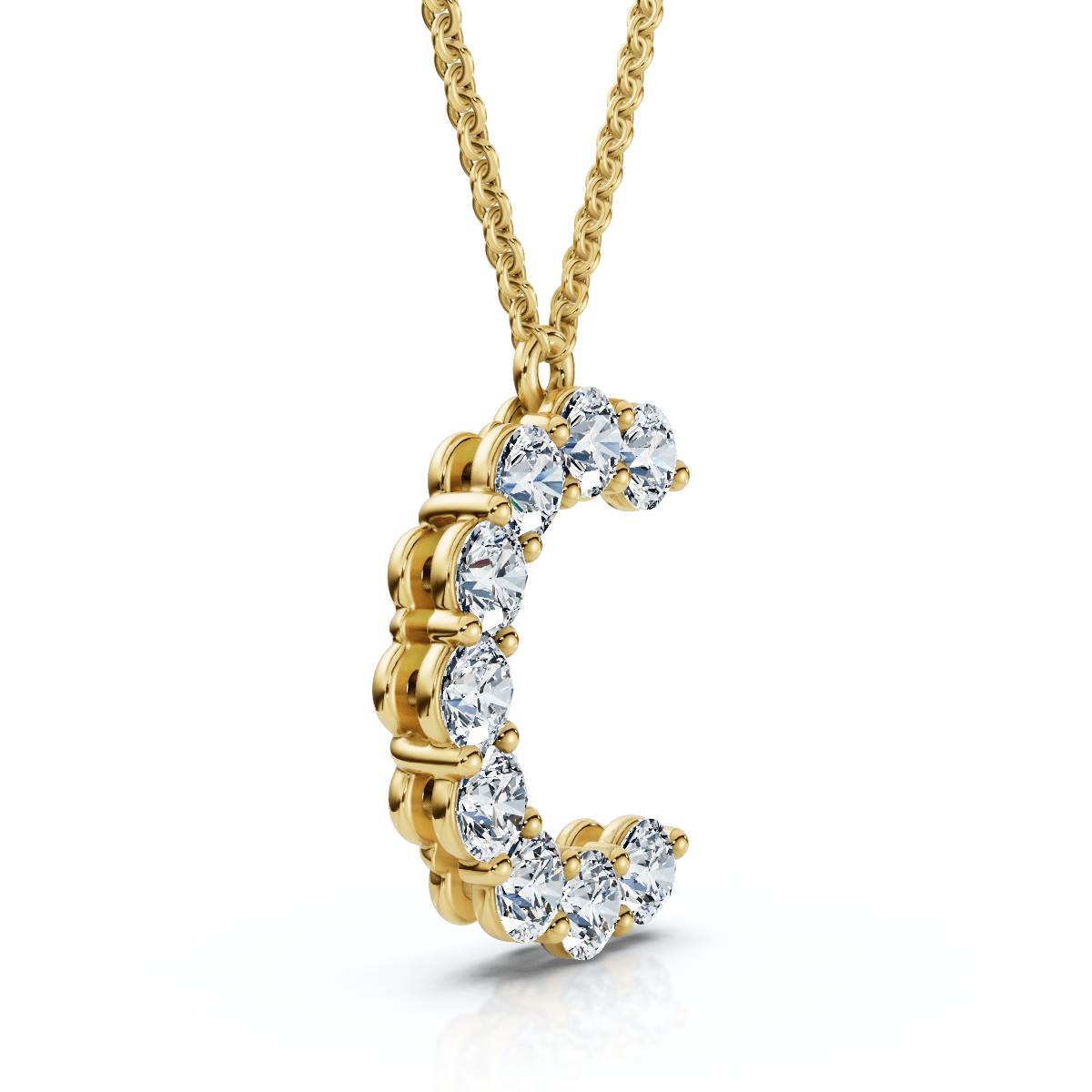 1Ct Diamond Initial "C" Pendant 14k Gold 18" Necklace Lab Grown 5/8" Tall