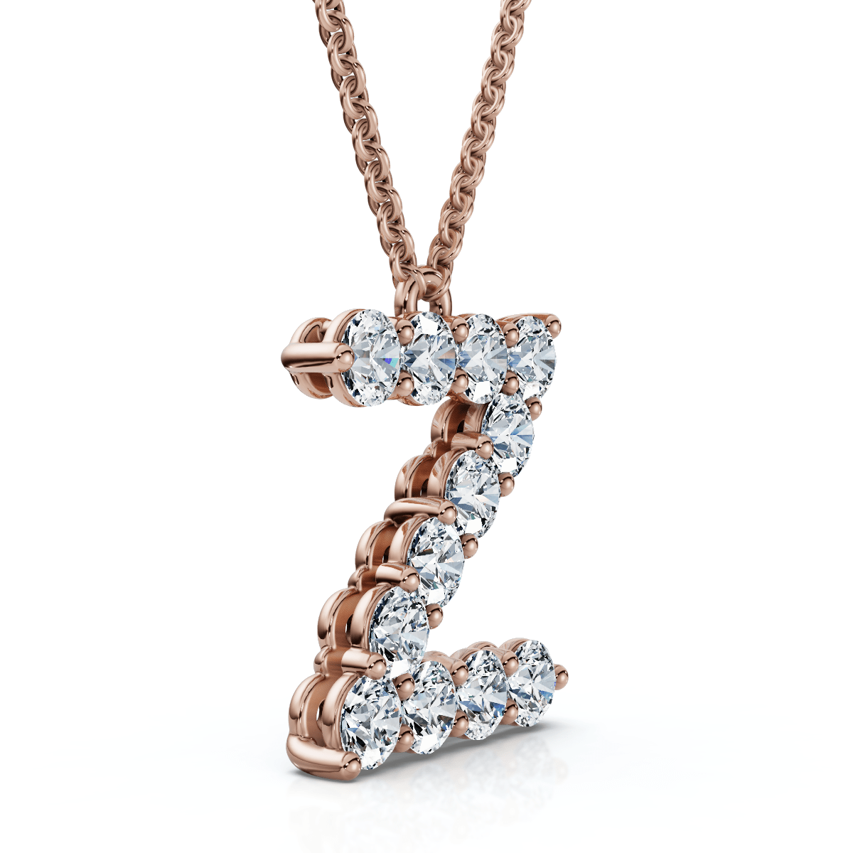 1Ct Diamond Initial "Z" Pendant 14k Gold 18" Necklace Lab Grown 5/8" Tall