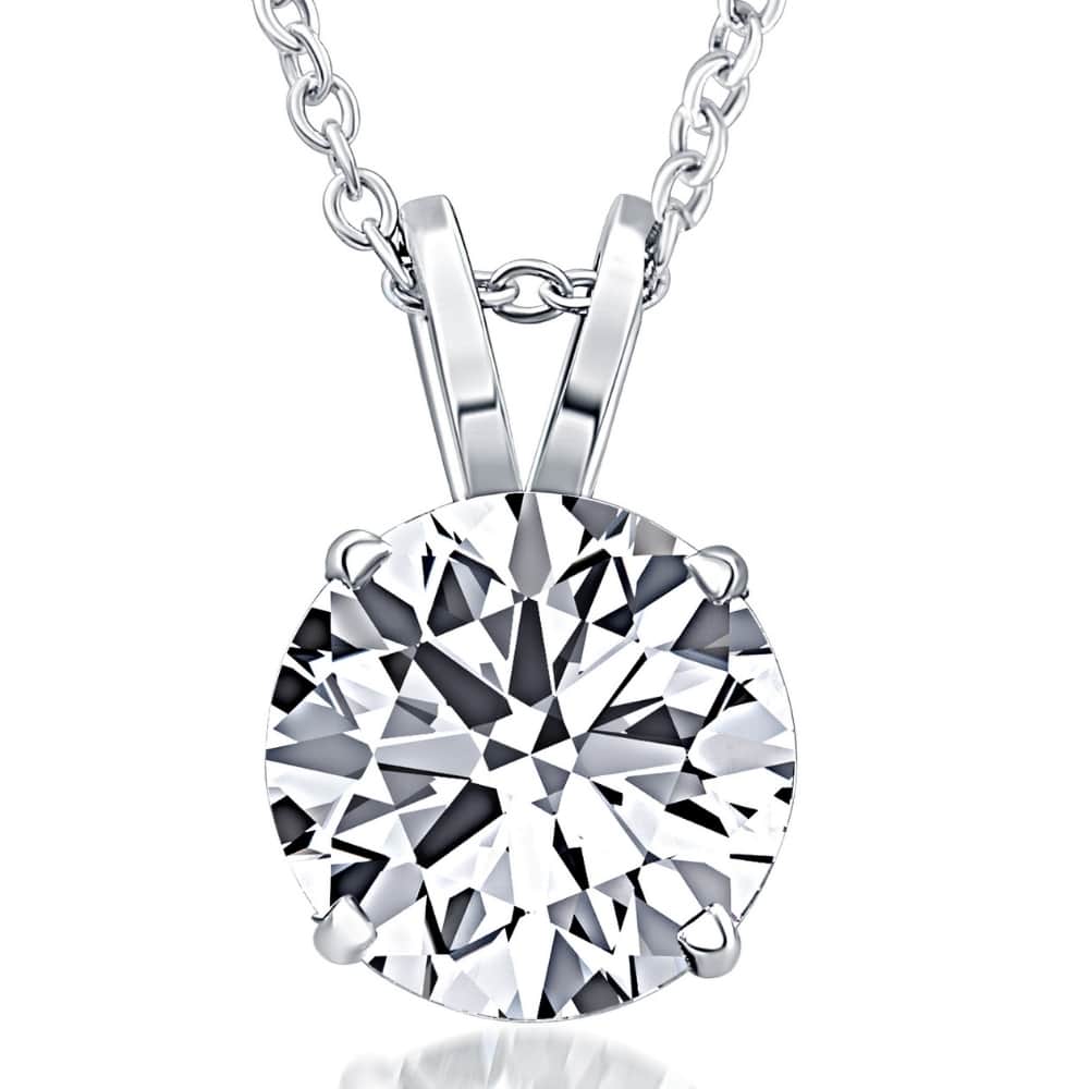 2Ct Certified Round Diamond Solitaire Pendant 14k Gold Necklace Lab Grown