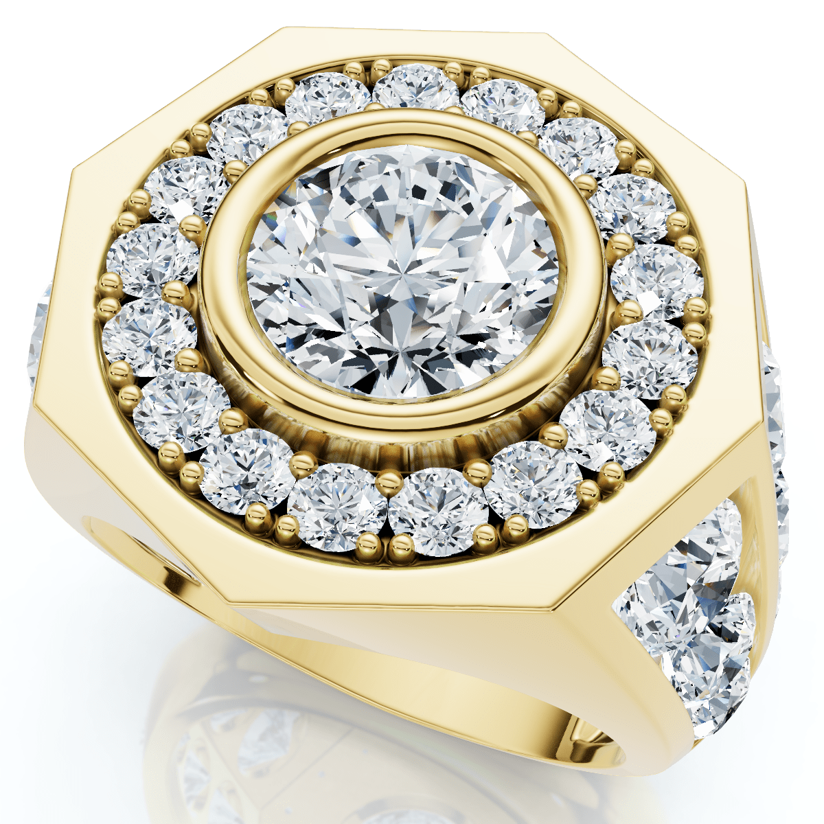 Men's 8 1/2Ct Diamond Hexagon Anniversary Pinkie Ring Gold Lab Grown