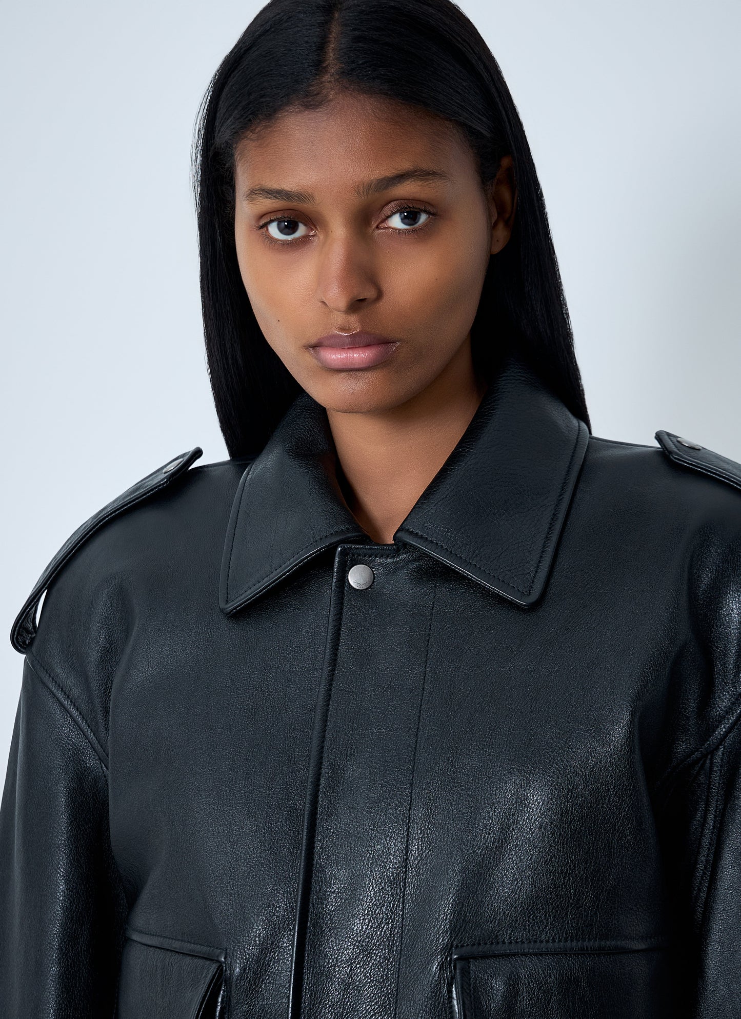 Saint Laurent Women Grained Leather Jacket