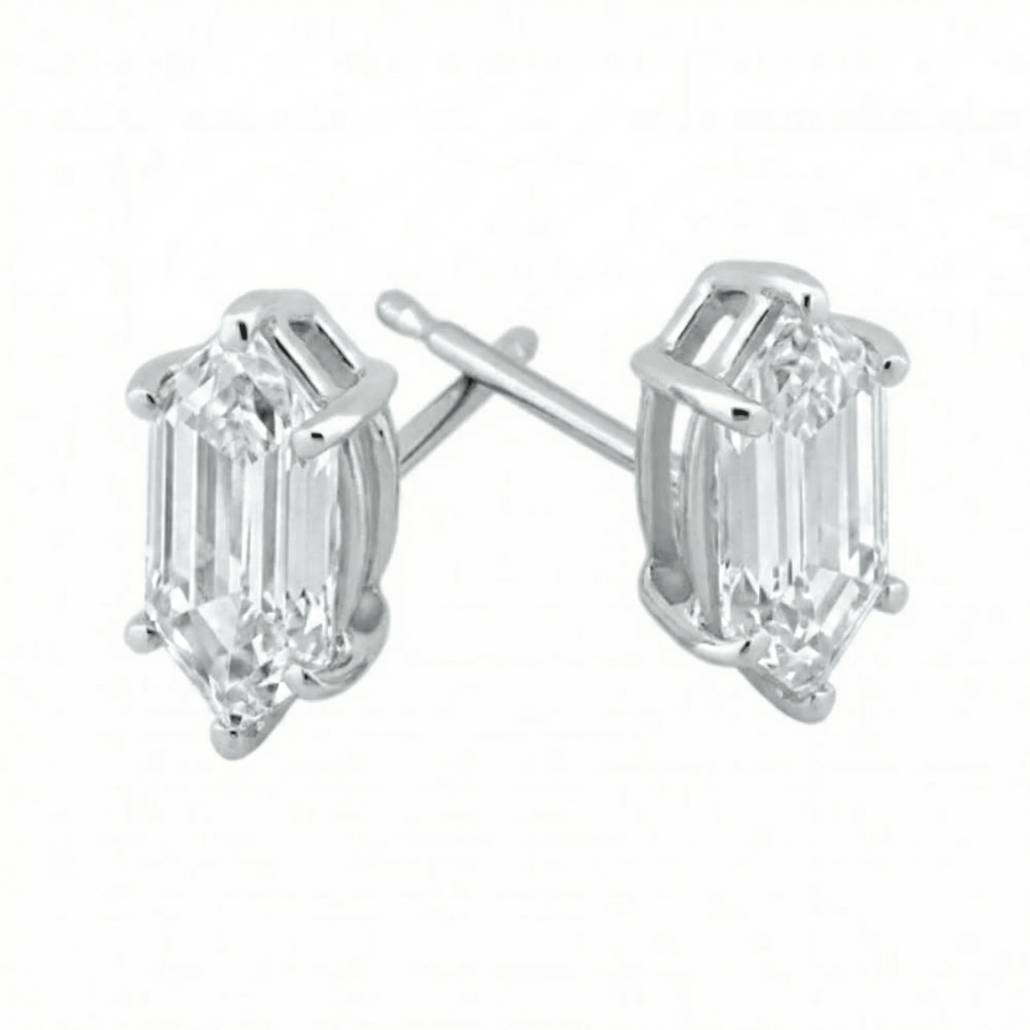 Certified 1Ct TW Long Hexagon Diamond Studs 14k White Gold Earrings Lab Grown