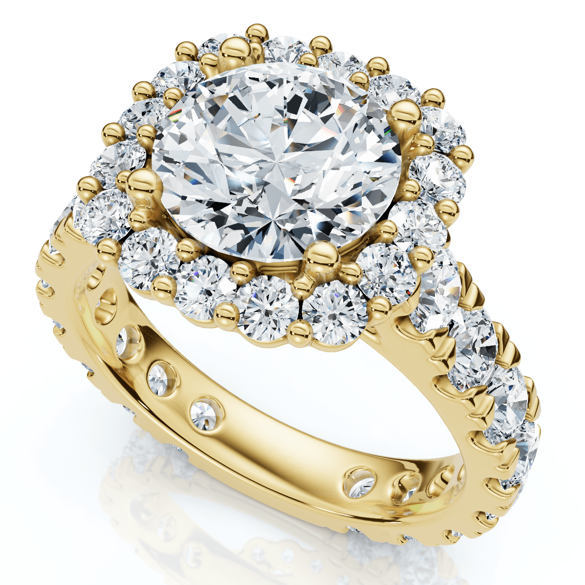 Certified 4Ct Lab Grown Cushion Halo Diamond Engagement Ring 14k Gold/Platinum