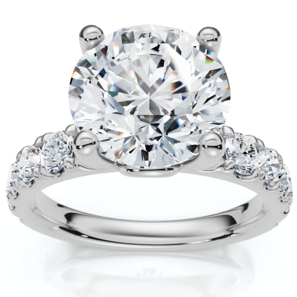 Certified 4Ct TW Diamond Pave Engagement Ring in 14k Gold Lab Grown