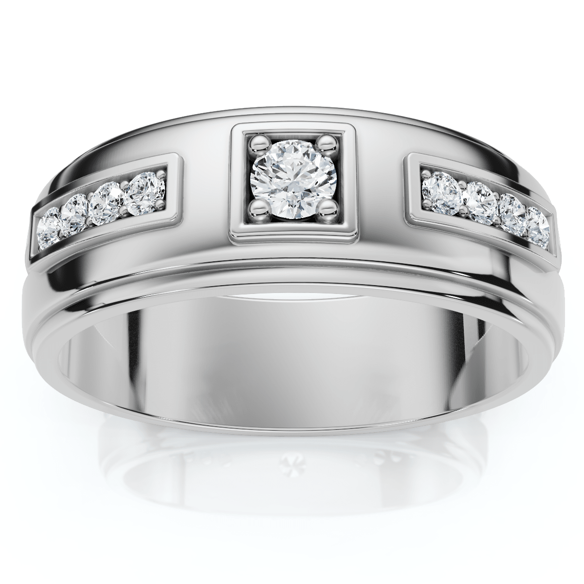 Men's 1/4Ct Matthew Diamond Wedding Ring Polished Gold 10k Lab Grown