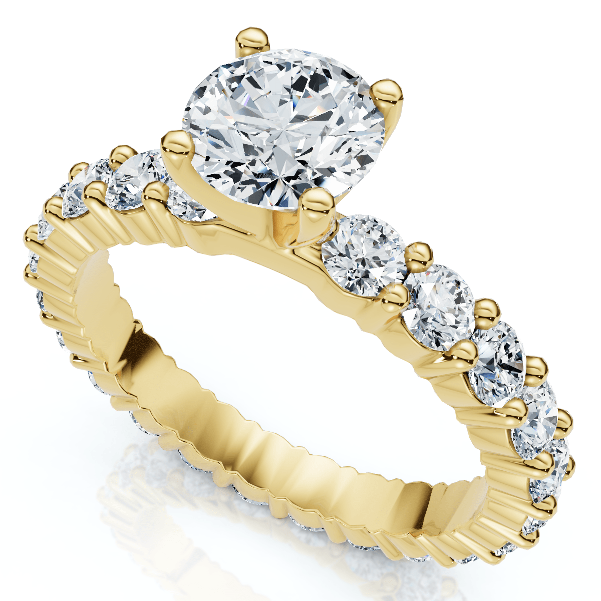 2 1/4Ct Diamond Eternity Engagement Ring 14k Gold Lab Grown EF/VS