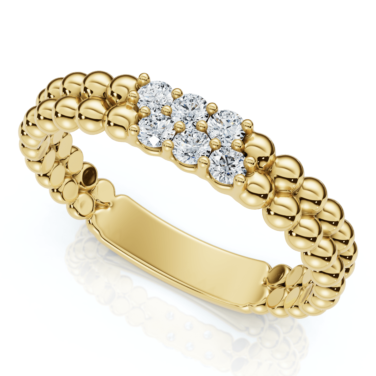 Two Row Beaded Diamond Stackable Ring 14k Gold or Platinum Lab Grown