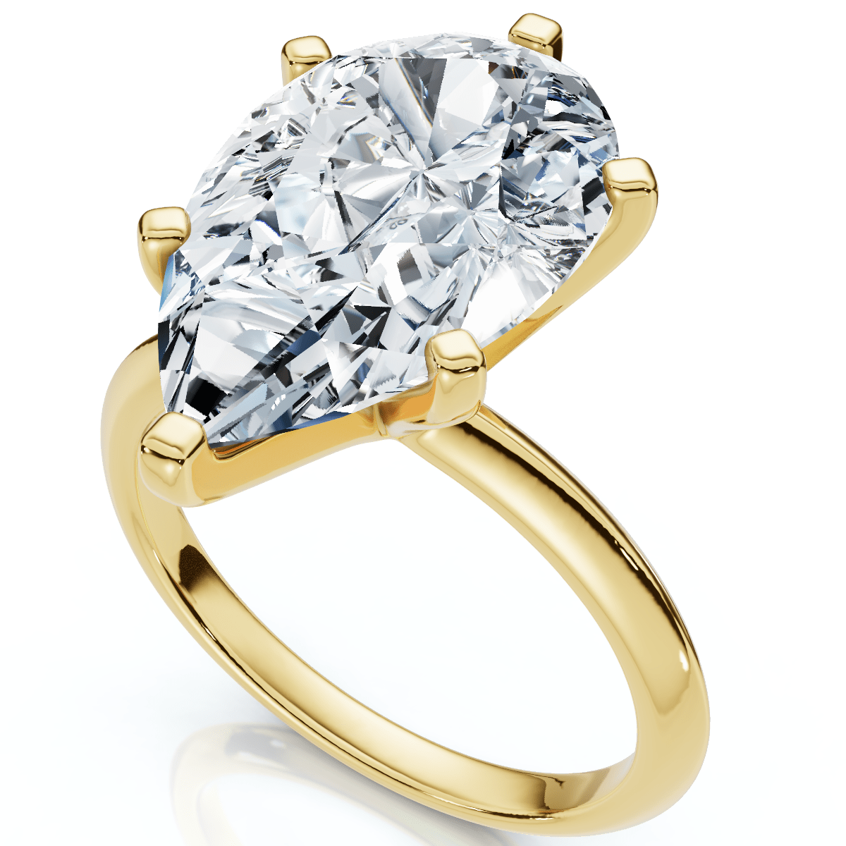 Certified 3Ct Pear Shape Solitaire Diamond Engagement Ring 6-Prong Lab Grown