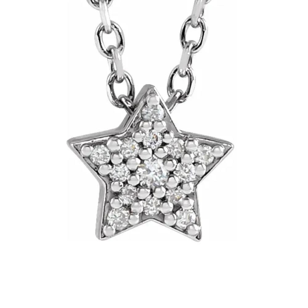 Dainty Diamond Star Pendant in 14k White, Yellow, or Rose Gold Necklace