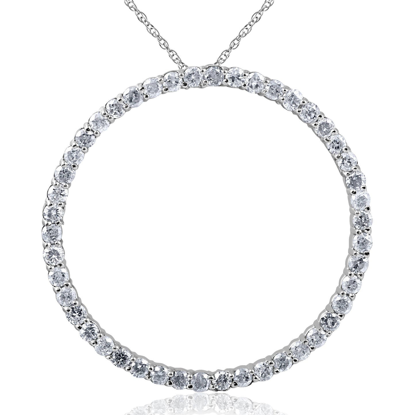 2ct Circle Eternity 14K White Gold Diamond Pendant