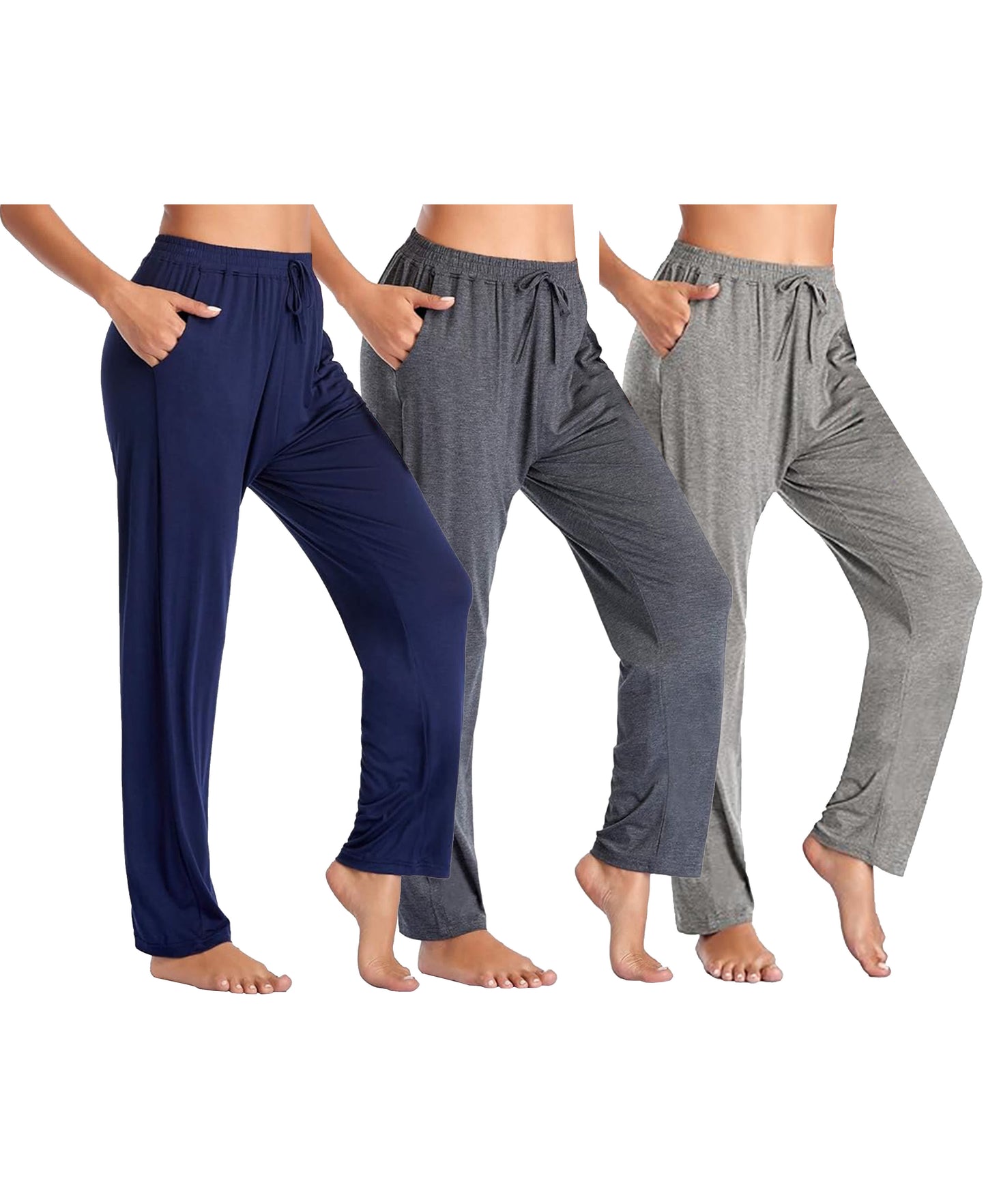 Blue Ice Women's Loose Fit Classic Lounge Pants-3 Pack