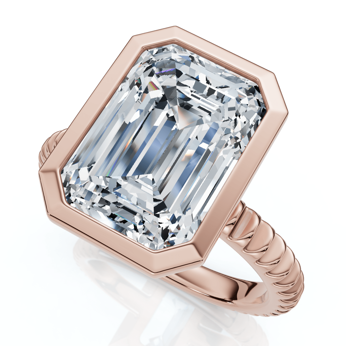 Certified 4Ct Bezel Solitaire Diamond Engagement Ring 14k Gold Lab Grown