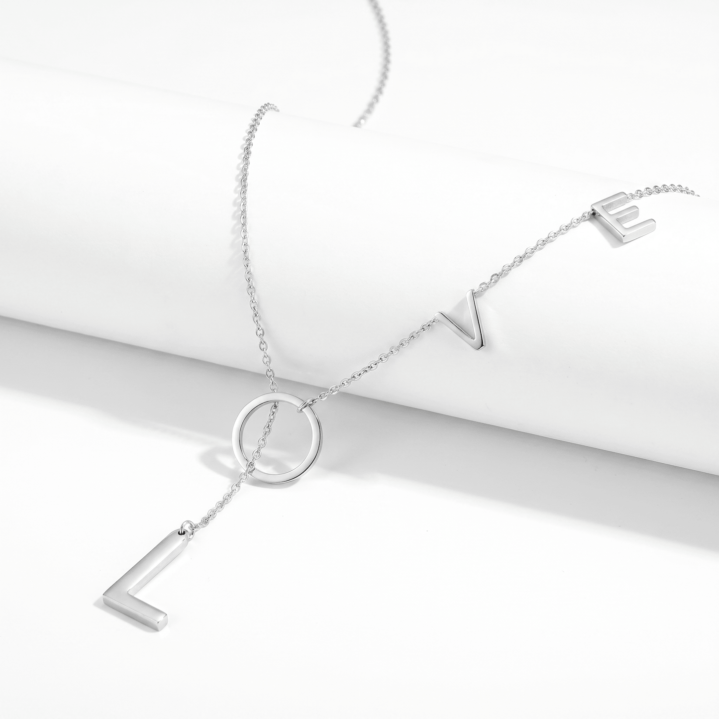 Love Lariat Necklace 18k White Gold Plated 21"