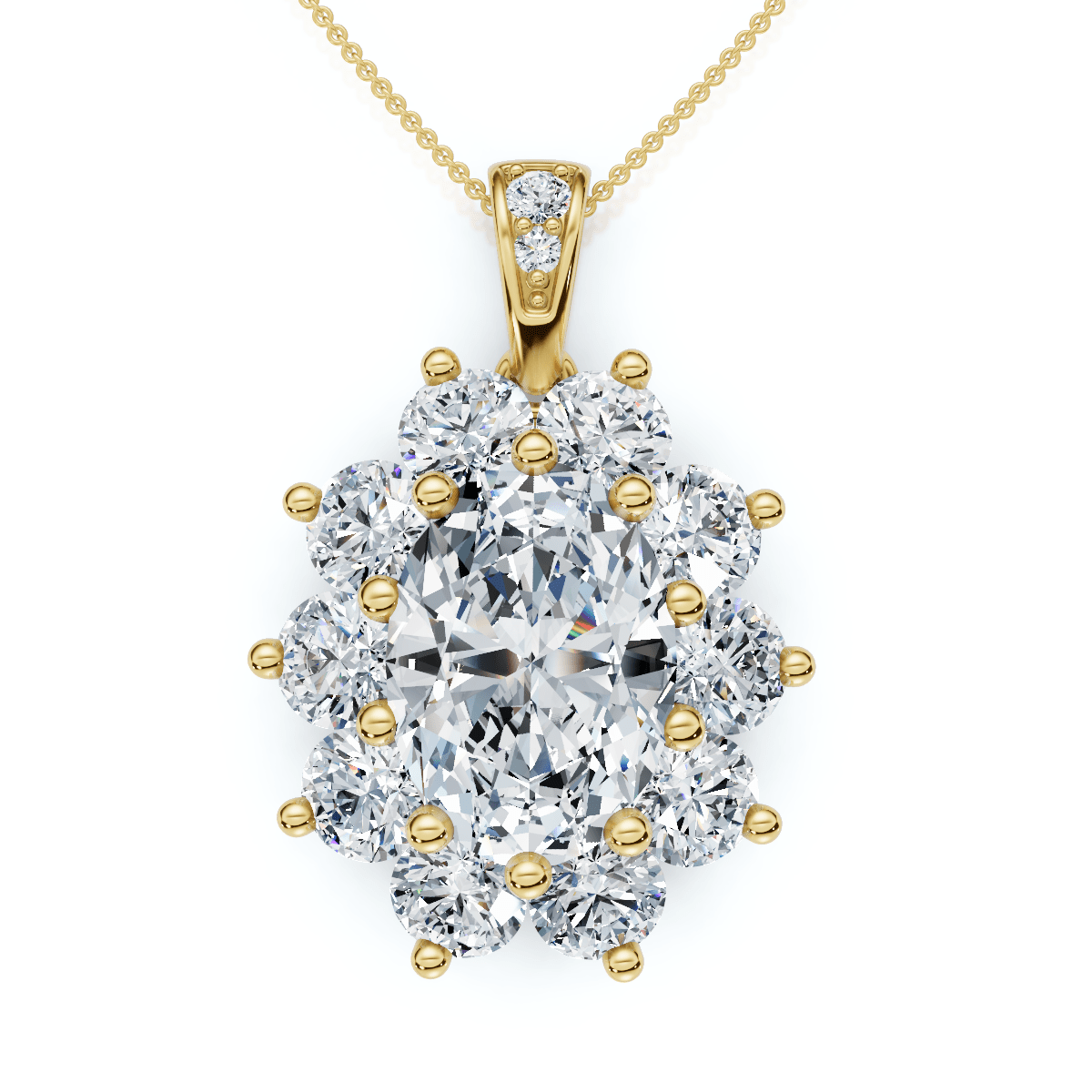 Certified 8 1/2Ct Oval Diamond Pendant 14k Gold Lab Grown 1.25" Tall
