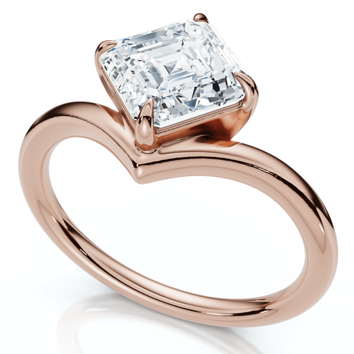 1Ct V Asscher Cut Diamond Engagement Ring 14k Gold or Platinum Lab Grown EF/VS