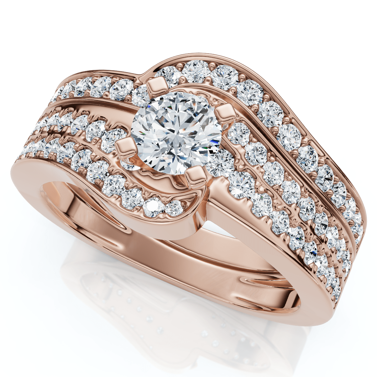 1Ct TW Diamond Engagement Wedding Ring Set Lab Grown