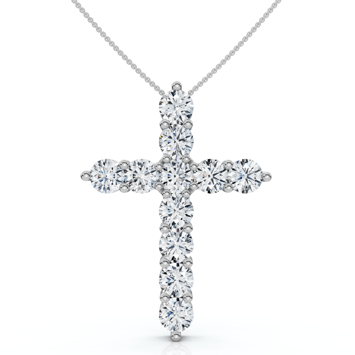 2Ct TW Diamond Cross Women's Necklace 14k Gold Lab Grown 1" Tall