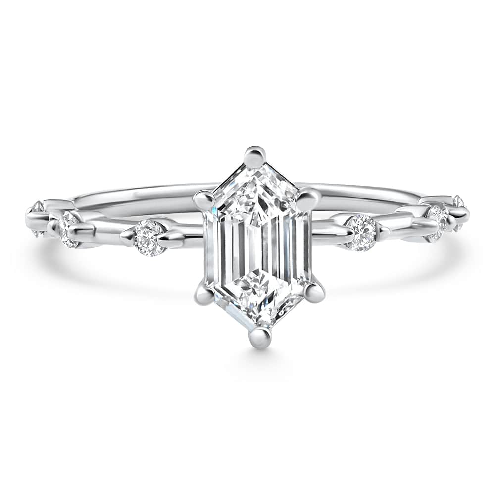 Certified 1 1/3Ct Hexagon Diamond Jamie Engagement Ring 14k Gold Lab Grown