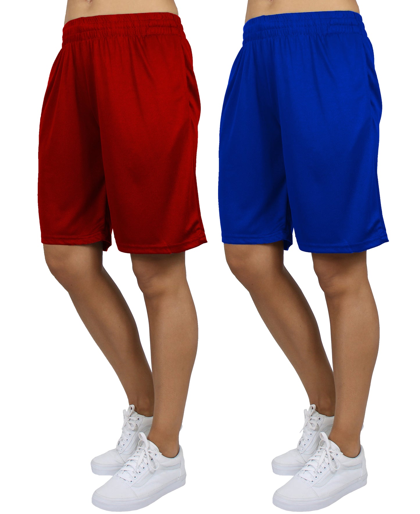 Jump Start Women's Loose Fit Moisture Wicking Performance Mesh Shorts-2 Pack