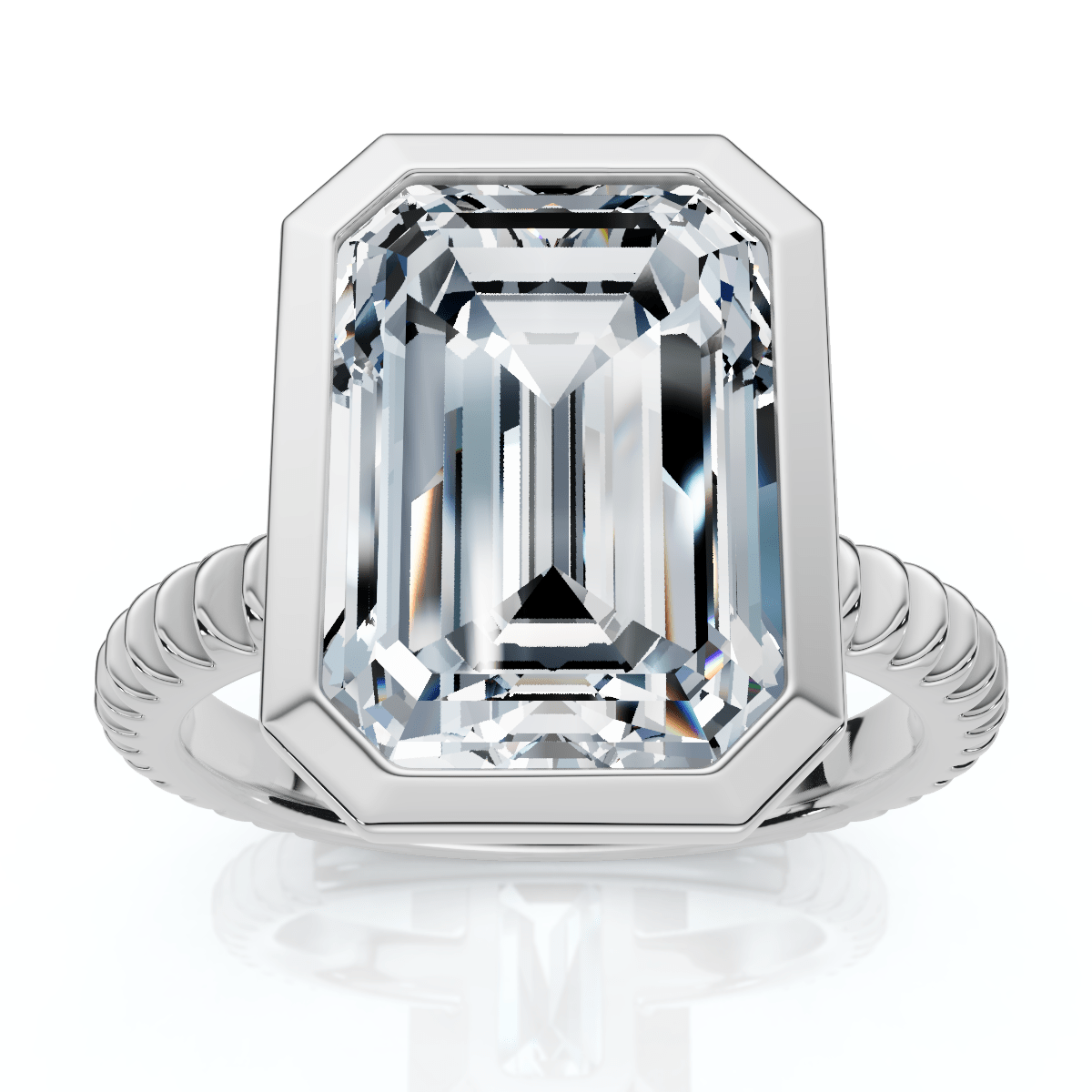 Certified 4Ct Bezel Solitaire Diamond Engagement Ring 14k Gold Lab Grown