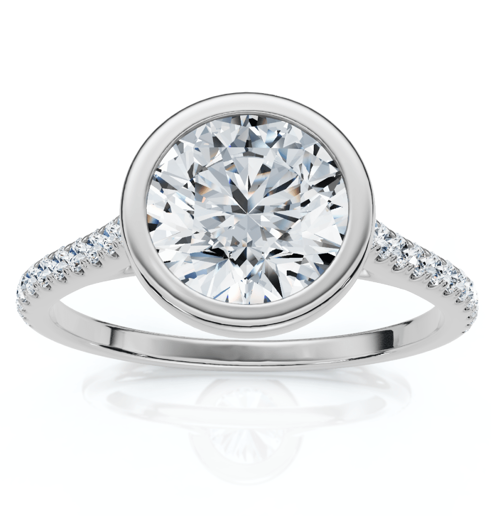 Certified 1 1/2ct Diamond Bezel With Accent Engagement Ring 14k Gold Lab Grown