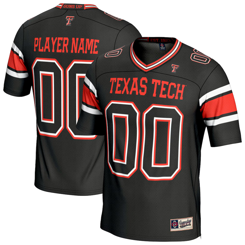 Texas Tech Red Raiders GameDay Greats Personalized Football Fashion Jersey - Black