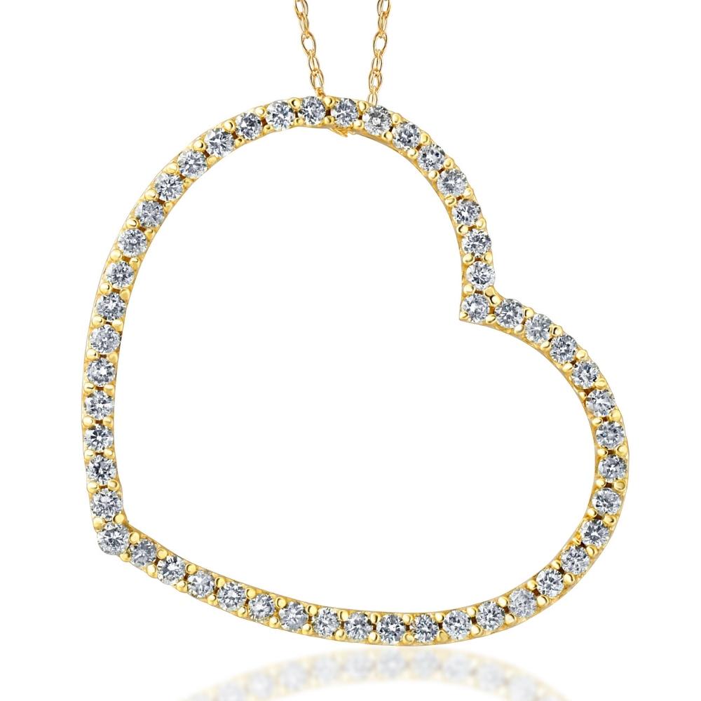 2 1/4Ct Heart Shaped Diamond Pendant White or Yellow Gold Necklace Lab Grown