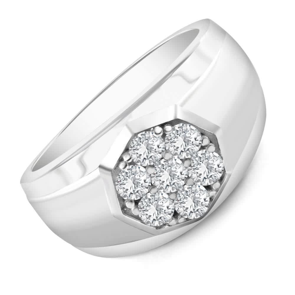 1Ct Men's 7 Stone Diamond Ring in 14k Gold Lab Grown