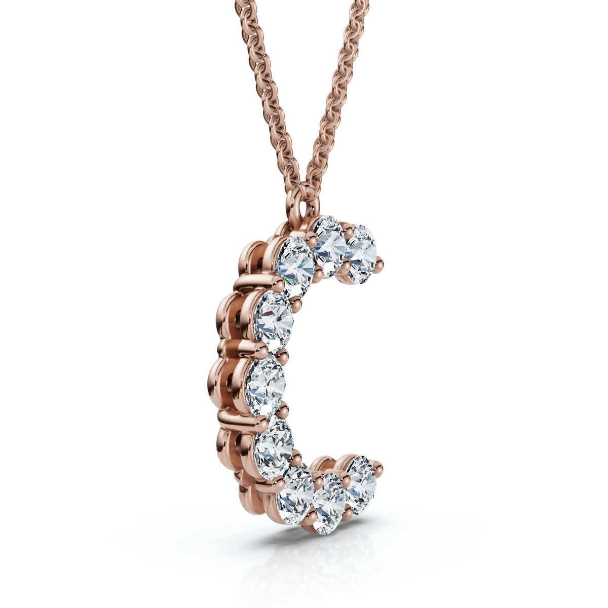 1Ct Diamond Initial "C" Pendant 14k Gold 18" Necklace Lab Grown 5/8" Tall