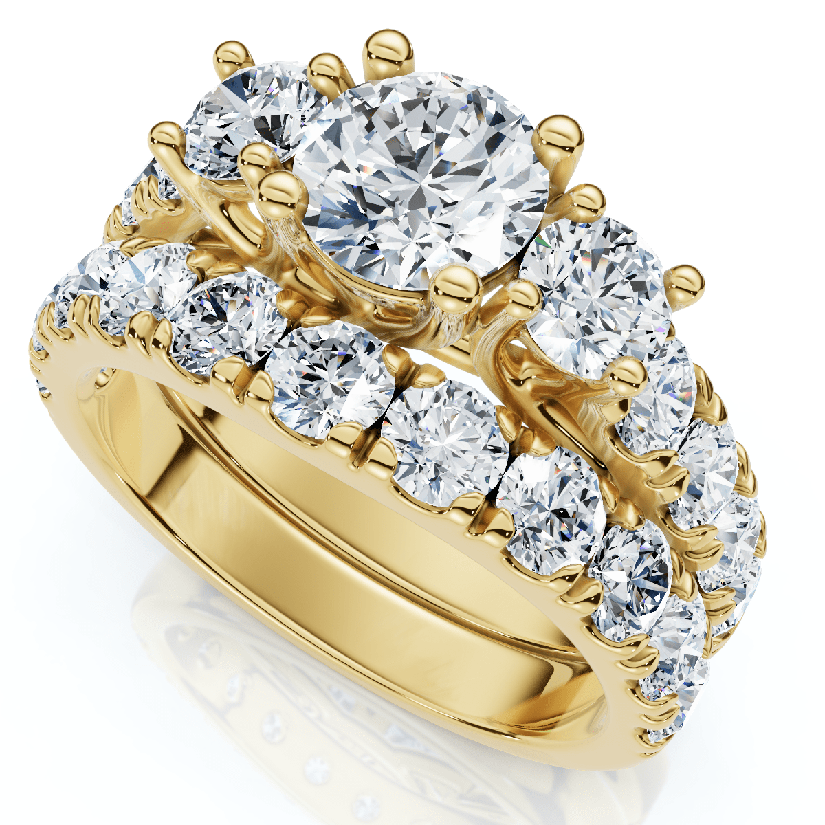 2Ct TW 3-Stone Diamond Engagement Wedding Ring Set 14k Gold or Pt Lab Grown