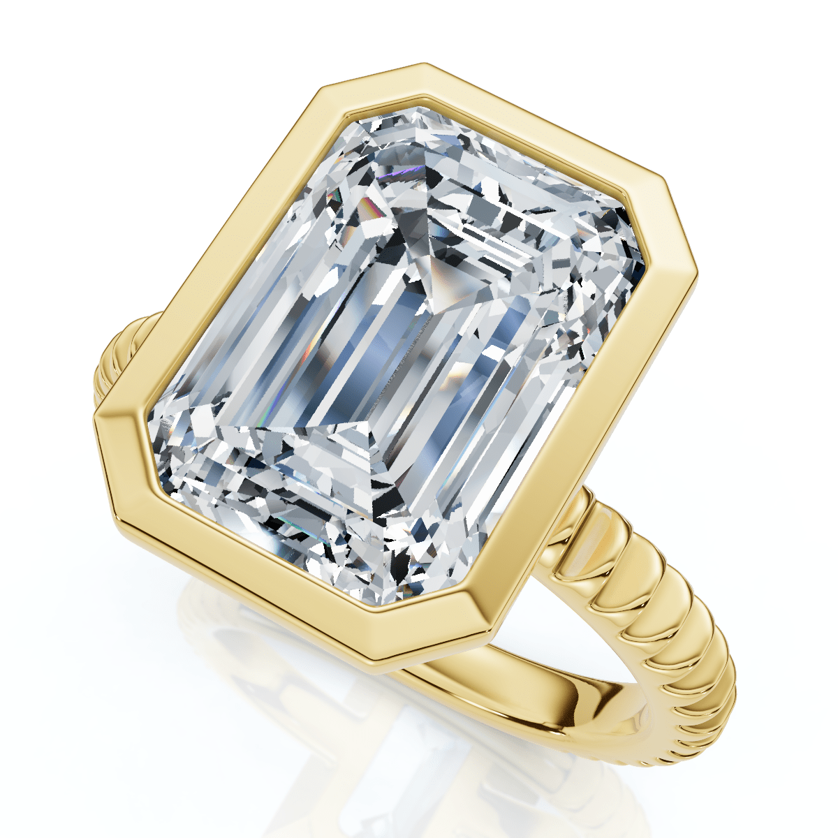 Certified 4Ct Bezel Solitaire Diamond Engagement Ring 14k Gold Lab Grown