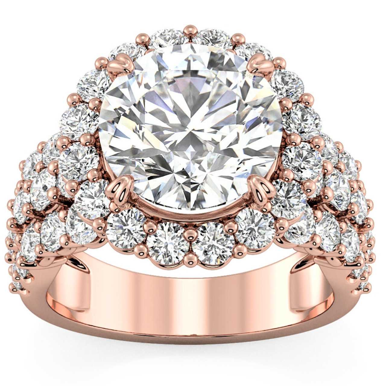 Certified 5Ct Diamond Multi Row Engagement Ring 14k Gold Lab Grown