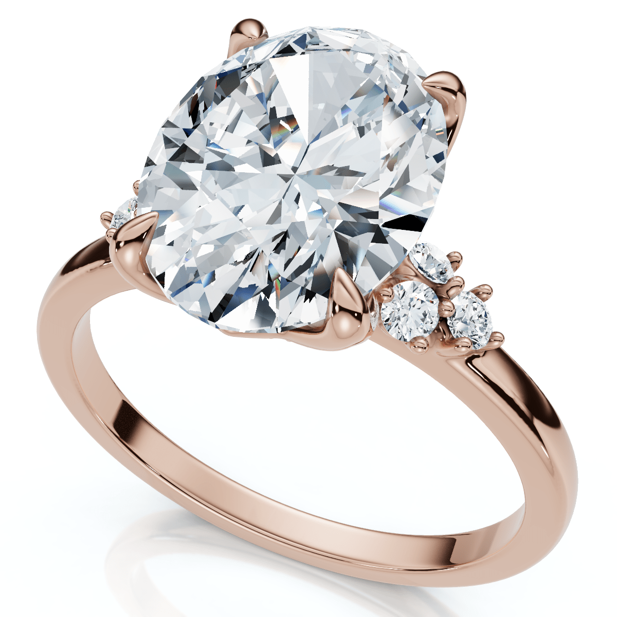 3 1/10Ct Oval Carlie Diamond Engagement Ring 14k Gold or Platinum Lab Grown