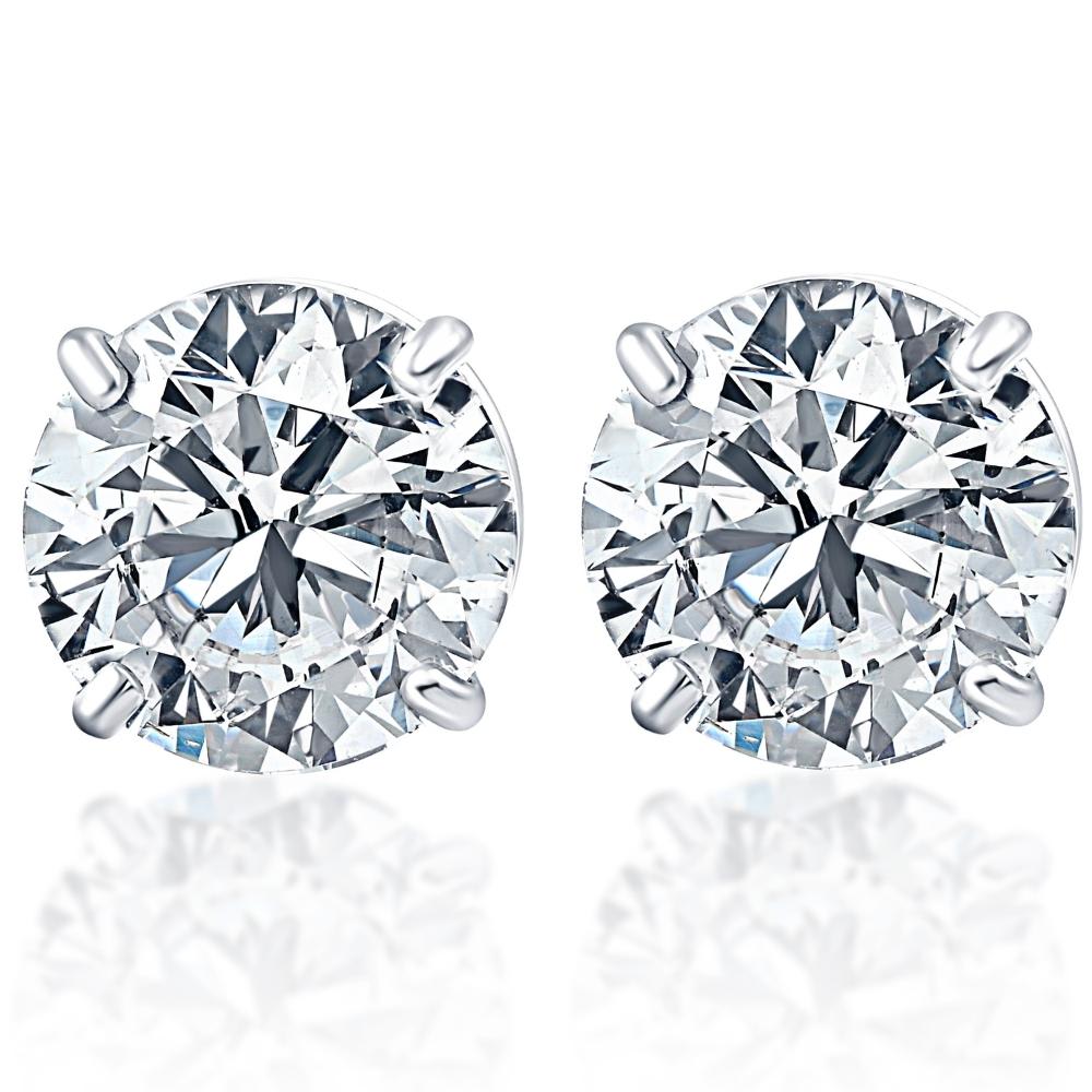.40Ct Round Brilliant Cut Natural Quality VS2-SI1 Diamond Stud Earrings in 14K Gold Basket Setting